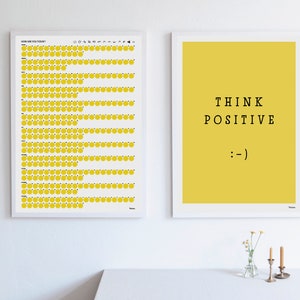 banum Think Positive : Poster Summer, Art Print Smiley, Pictures Smiley Yellow, Poster Typography Yellow, Poster Smiley, Poster Motivation image 8