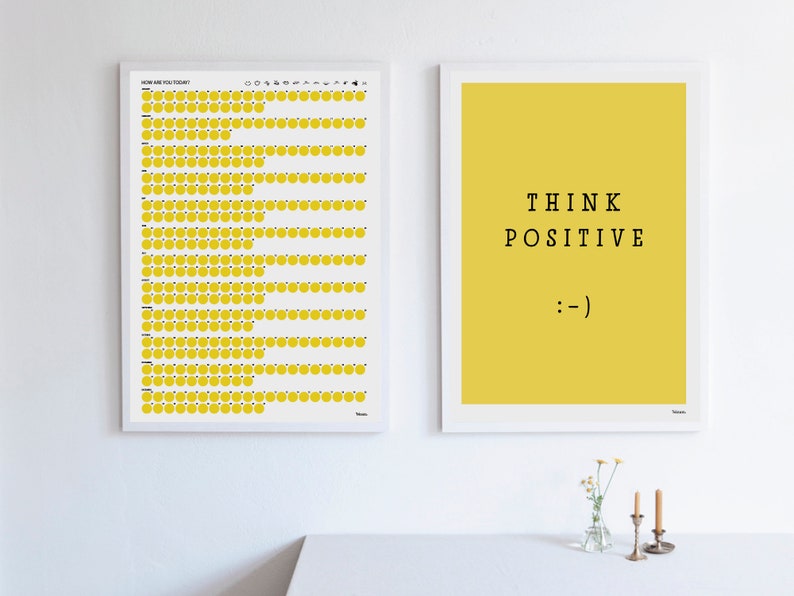 banum Think Positive : Poster Summer, Art Print Smiley, Pictures Smiley Yellow, Poster Typography Yellow, Poster Smiley, Poster Motivation image 8