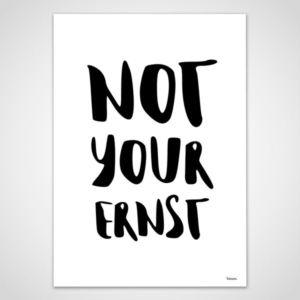 banum Not Your Ernst — poster humorous saying, poster funny saying, poster statement, poster for him, poster black and white saying, decoration