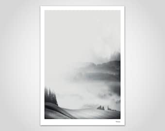 banum Landscape 2 — Poster, fotografia in bianco e nero, stampa d'arte escursioni in montagna, decorazione soggiorno, poster scandinavo, poster fotografia naturalistica