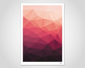 banum Flow N2 — Poster Low Poly, Art Print Polygon, Poster Red Love, Art Prints Poster Set, Poster Gradient Red, Print Christmas Red