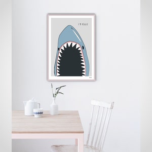 Banum Shark Poster, Art Print, Picture Illustration, Poster Veggie Vegetarian, Poster Kitchen, Poster Dining Room, Poster Maritime Ocean Sea image 3