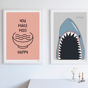 Banum Shark Poster, Art Print, Picture Illustration, Poster Veggie Vegetarian, Poster Kitchen, Poster Dining Room, Poster Maritime Ocean Sea image 2