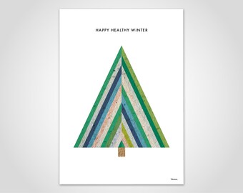 Healthy Winter — Poster, Pictures, Art Print, X-Mas, Christmas Green, Fir Tree, Snow, Snowflakes, Scandinavian Fir, Minimalist