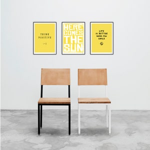 banum Think Positive : Poster Summer, Art Print Smiley, Pictures Smiley Yellow, Poster Typography Yellow, Poster Smiley, Poster Motivation image 6