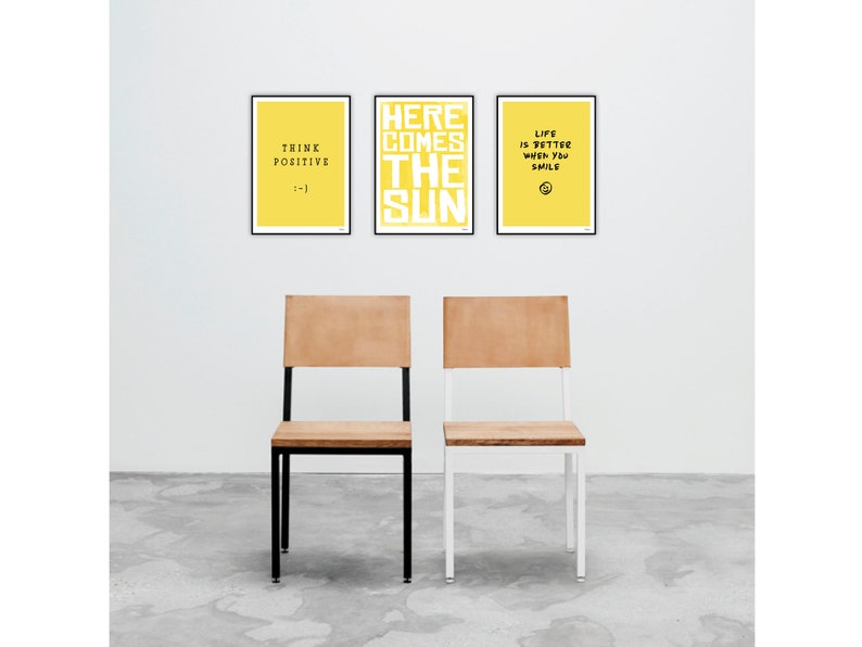 banum Think Positive : Poster Summer, Art Print Smiley, Pictures Smiley Yellow, Poster Typography Yellow, Poster Smiley, Poster Motivation image 6