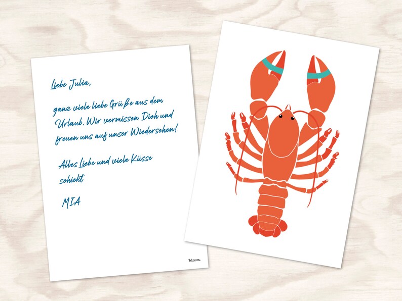 banum carte postale homard cartes postales rigolotes homard, cartes de voeux mer mer, cartes postales maritimes, cartes postales gourmandes homard rouge, carte animaux mer image 7