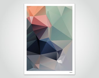 Banum Eden — Poster Low Poly, Poster Polygram Yellow Turquoise Grey, Art Print Holiday Sea Beach, Poster Forest Sun, Decoration Living Room Gift