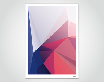 banum Hugo — Poster Low Poly, Art Print Polygon, Pictures Geometry, Art Prints Summer Colorful, Picture Diversity Living Room, Poster Children's Room