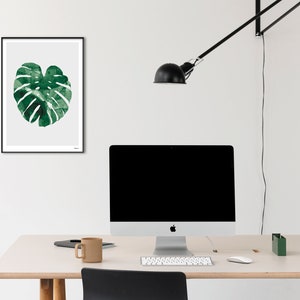 banum Monstera N1 Poster Monstera, art print green plant, picture nature, poster watercolor Monstera, living room decoration leaf, picture botany green image 2