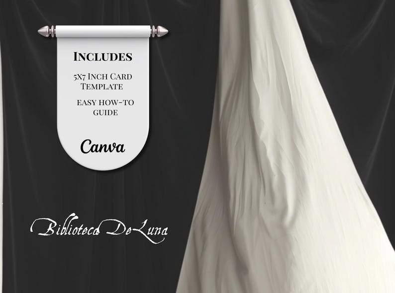 Halloween Gothic Romance Minimalist Wedding Invitation Template | White & Black, Dark Academia (Digital Download) image 5