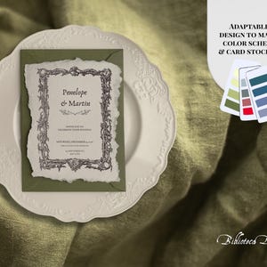 Halloween Gothic Romance Minimalist Wedding Invitation Template | White & Black, Dark Academia (Digital Download) image 7