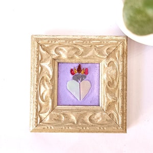 Sacred heart ex voto in artistic mosaic handmade in Italy. Vintage silver sacred heart