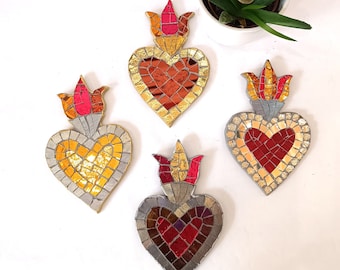 Exvoto Sagrado Corazón para colgar mosaico artístico, hecho a mano en Italia.Exvoto del sagrado corazón idea regalo home decor y wall art