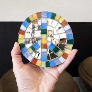 Peace symbol in mosaic wall decoration for indoors and outdoors, handmade in Italy. Made to order.
