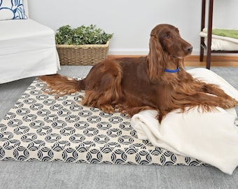 Organic Dog Bed Cover, Organic Cotton Denim, Grey and Natural Dog Bed Duvet, Pet Bed Cover