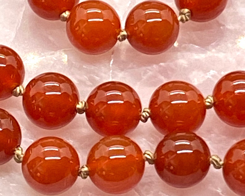 108 Mala Carnelian Picasso Jasper Beads Necklace Hand-Knotted in USA Tiger Eye