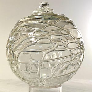 Hand Blown Glass Friendship Ball, Suncatcher, Glass Window Ornament, Gift For Home, Clear Pearlescent Glass Ball, 3.90”, 8.1 oz, S1-128Z
