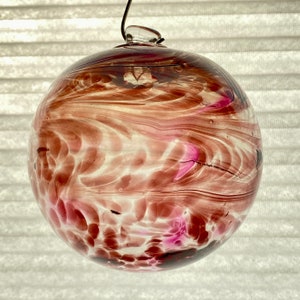 Hand Blown Glass Friendship Ball, Suncatcher, Glass Window Ornament, Gift for Home, Purple Pearlescent Color Glass Ball, 3.91”, 7.5 oz, 105N