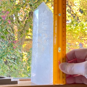 7.2&quot;, Clear Quartz Point, Quartz Crystal, Quartz Point, Natural Quartz, Crystal Point, Polished Quartz Tower, Crystal, Polished Quartz Point