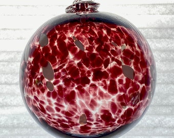 3.94”, 7.1 oz, Hand Blown Glass Witch Ball, Suncatcher, Glass Window Ornament, Gift for Home, Brownish Purple While Witch Ball, SKU# 138A