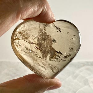 2.51&quot;(W) 2.26&quot;(H), Smoky Quartz Heart, Quartz Crystal, Gift For Her, Nice Valentines Gift with stand, Gemstone Heart, Gift For Girlfriend