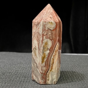 3.2”, 126g, Crazy Lace Agate Polished Tower, Banded Lace Agate, High Quality Healing Crystal, Mexican Crazy Lace Agate, With Druzy