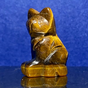 1.5"H Tigers Eye Cat, Polished Tigers Eye Cat, Natural Tigers Eye Stone, Tigers Eye Crystal Cat, Golden Brown Cat, Gemstone Cat, SKU# 002