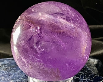 247g, 2.2", Amethyst Sphere, Polished Amethyst Sphere, Natural Amethyst Stone, Amethyst Orb, Amethyst Crystal, Crystal Ball, Purple Amethyst