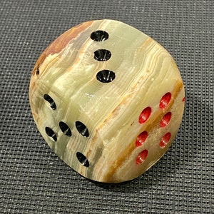 Single, 1.55&quot;, 151g, Onyx Large Dice, Marble Dice, Paper Weigh, Office Decor, Gift Idea, Stone Figurine, Onyx Figure, Stone Onyx Dice