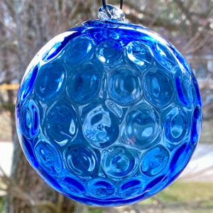 Hand Blown Glass Friendship Ball, Suncatcher, Glass Window Ornament, Gift for Home, Periwinkle Blue Glass Ball, 3.94”, 5.6 oz, S1-70AE