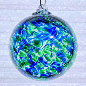 Hand Blown Glass Friendship Ball, Suncatcher, Glass Window Ornament, Gift for Home, Shimmering Stain Glass Like Glass Ball, 3.93”, 8.5 oz