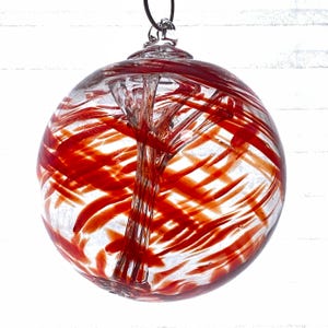 Hand Blown Glass Friendship Ball, Suncatcher, Glass Window Ornament, Gift For Home, Tree of Life Glass Ball, Art Glass, 3.94”, 8.2oz, S2-10Q