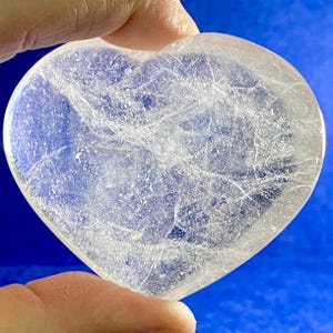 2.74&quot;(W) 2.31&quot;(H), Clear Quartz Heart, Quartz Crystal, Gift For Her, Nice Valentines Gift with stand, Gemstone Heart, Gift For Girlfriend