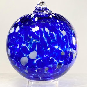 Hand Blown Glass Friendship Ball, Suncatcher, Glass Window Ornament, Gift for Home, Periwinkle Color Glass Ball, 3.93”, 8.1 oz, S1-79J