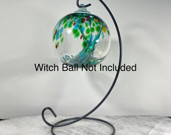 9” Tall, Witch Ball Display Stand, Black Iron Hanging Stand, Iron Hanger for Witch Ball, Gift for Home