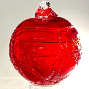 Hand Blown Glass Friendship Ball, Suncatcher, Glass Window Ornament, Gift for Home, Art Glass, Dark Red Glass Ball, 3.93”, 10.9 oz, S1-143A