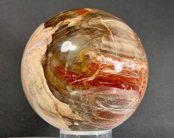 4.3”, 3.75 Lbs., Very Large Petrified Wood Sphere, Polished Petrified Wood Sphere, Natural Petrified Wood, Petrified Wood, Prehistoric Wood