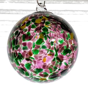 Hand Blown Glass Friendship Ball, Suncatcher, Glass Window Ornament, Gift for Home, Shimmering Stain Glass Like Glass Ball, 3.93”, 8.5 oz,