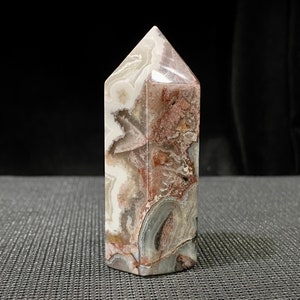 2.90”, 111.3, Crazy Lace Agate Polished Tower, Banded Lace Agate, High Quality Healing Crystal, Mexican Crazy Lace Agate, With Druzy