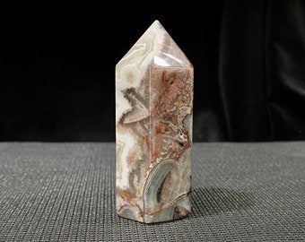 2.90”, 111.3, Crazy Lace Agate Polished Tower, Banded Lace Agate, High Quality Healing Crystal, Mexican Crazy Lace Agate, With Druzy