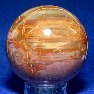 3.33”, 1.84 Lbs, Petrified Wood Sphere, Polished Petrified Wood Sphere, Natural Petrified Wood, Petrified Wood, Prehistoric Wood, High Gloss
