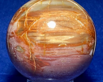 3.33”, 1.84 Lbs, Petrified Wood Sphere, Polished Petrified Wood Sphere, Natural Petrified Wood, Petrified Wood, Prehistoric Wood, High Gloss