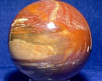 2.56”, 13.5oz, Petrified Wood Sphere, Polished Petrified Wood Sphere, Natural Petrified Wood, Petrified Wood, Prehistoric Wood, High Gloss