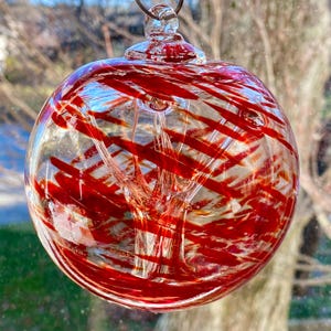 Hand Blown Glass Friendship Ball, Suncatcher, Glass Window Ornament, Gift For Home, Tree of Life Glass Ball, Art Glass, 3.95”, 9.9oz, S2-10L