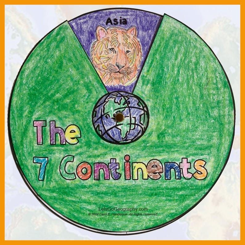 Continent Spinner Craft for Kids, World Geography Craft (printable ...