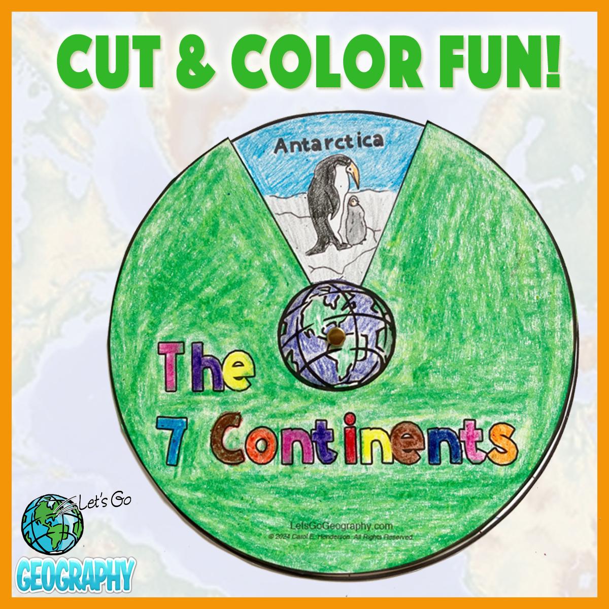 Continent Spinner Craft for Kids, World Geography Craft (printable ...