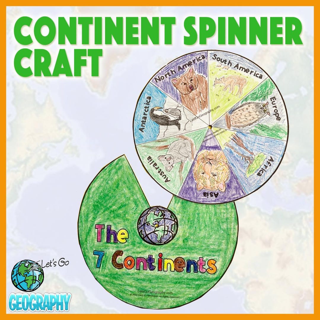Continent Spinner Craft for Kids, World Geography Craft (printable ...