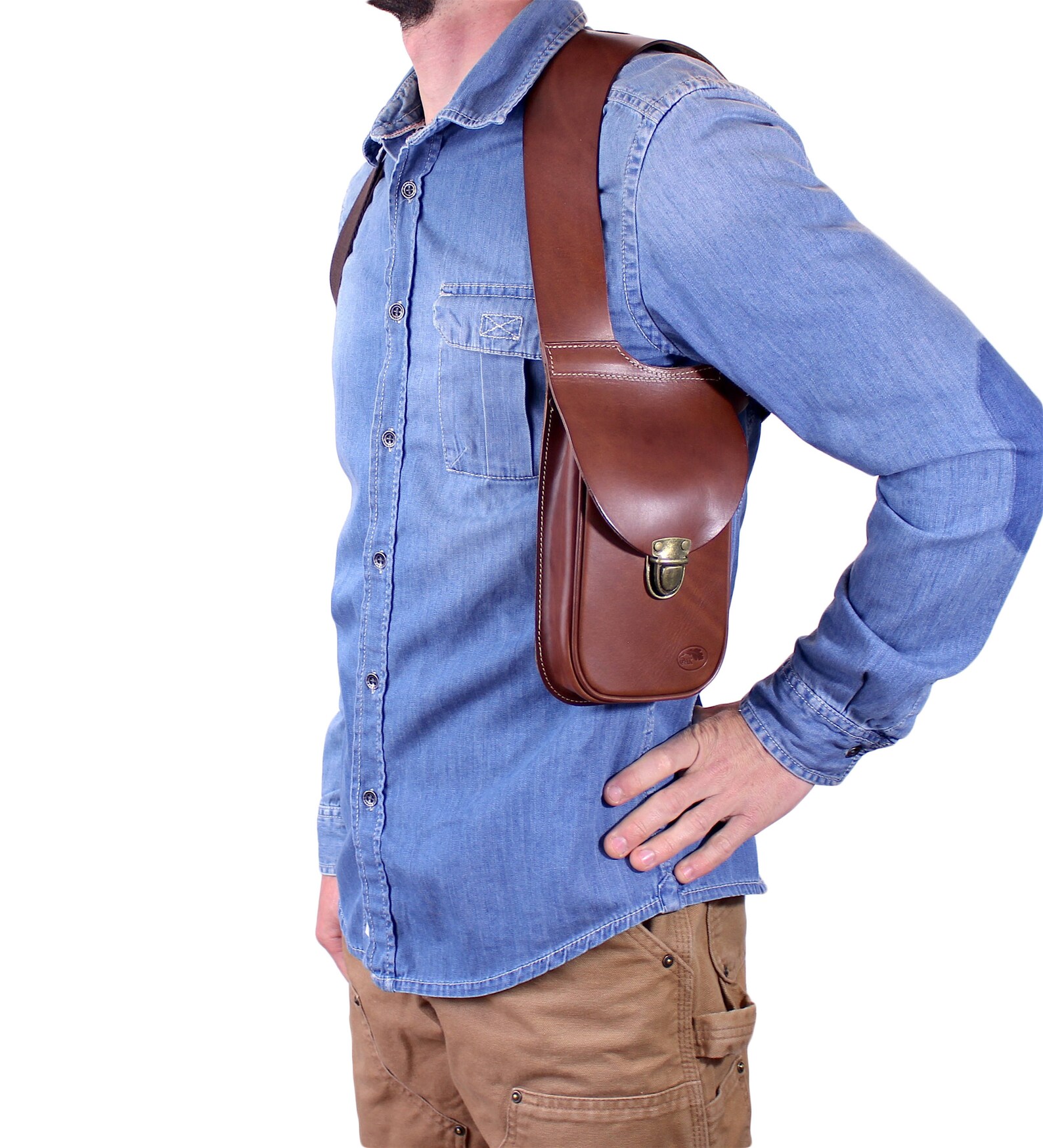 Leather shoulder holster bag / holster bag Made in FRANCE Etsy