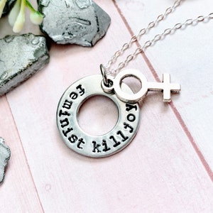 Feminist Killjoy washer necklace, feminism, activist, feminist, equality, equal rights, smash the patriarchy, sterling silver, dainty